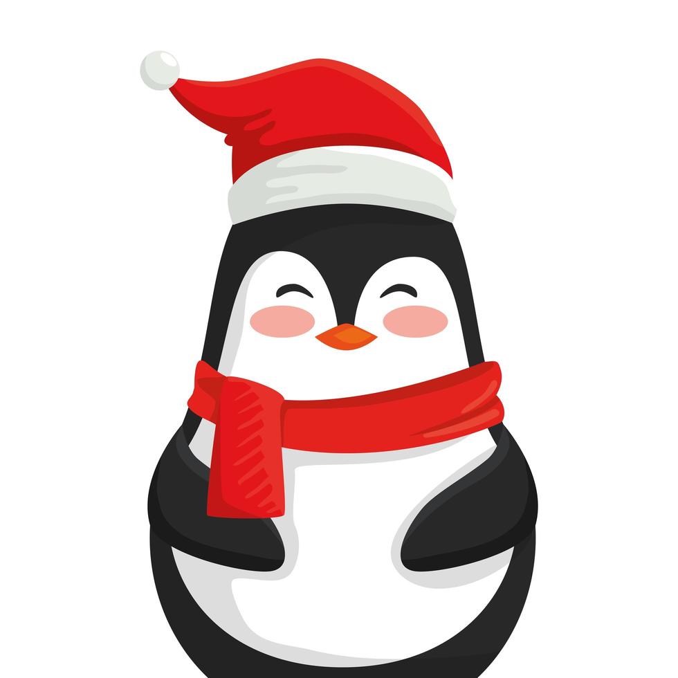 joyeux noël personnage de pingouin mignon vecteur