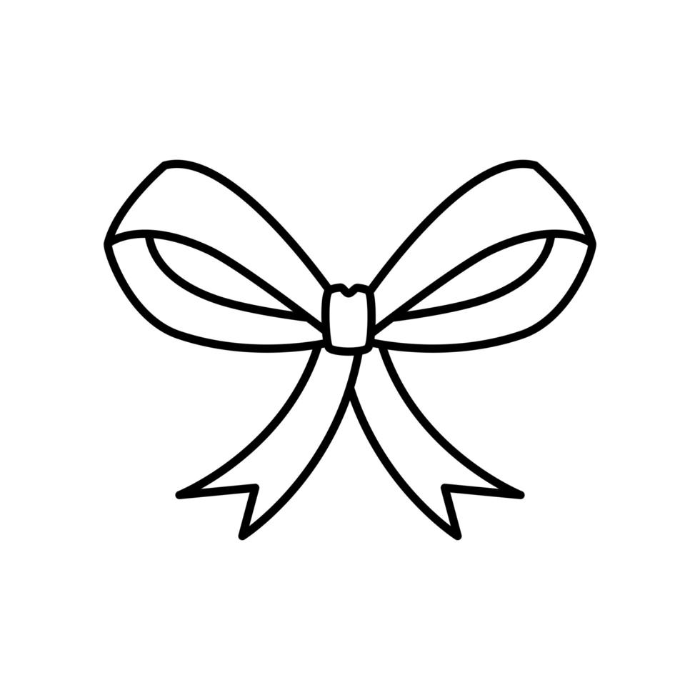 icône de style de ligne décorative de noël ruban arc vecteur