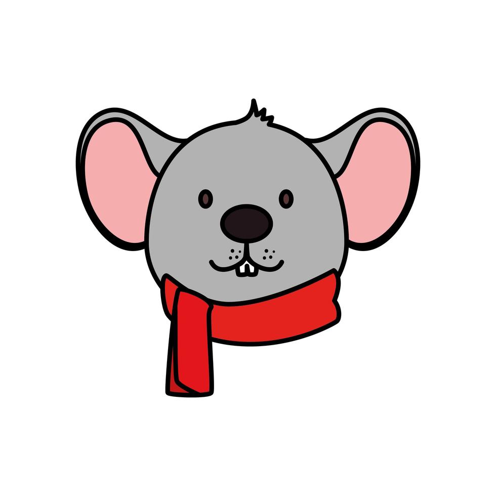 visage de souris joyeux noël personnage vecteur