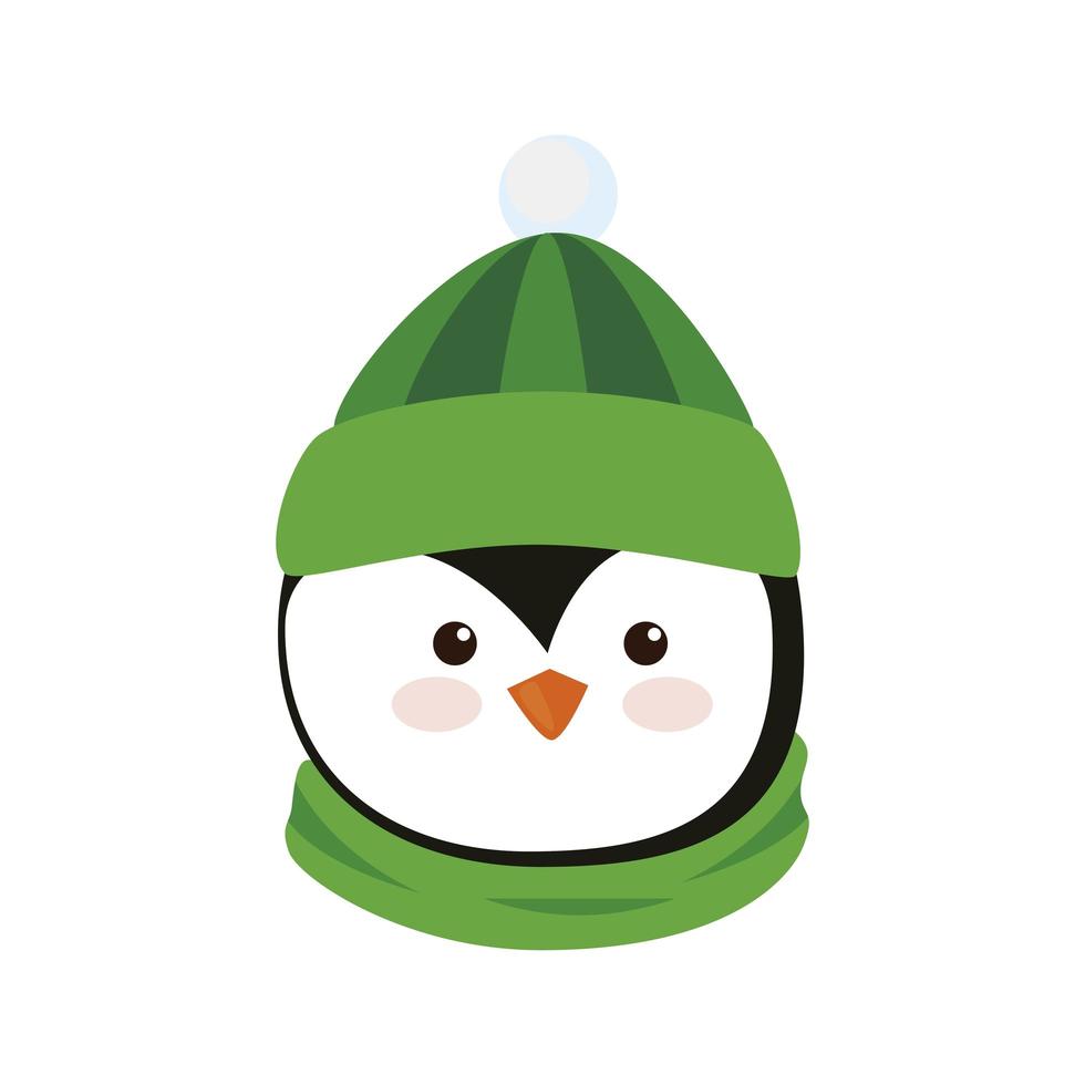 tête de joyeux noël personnage de pingouin mignon vecteur