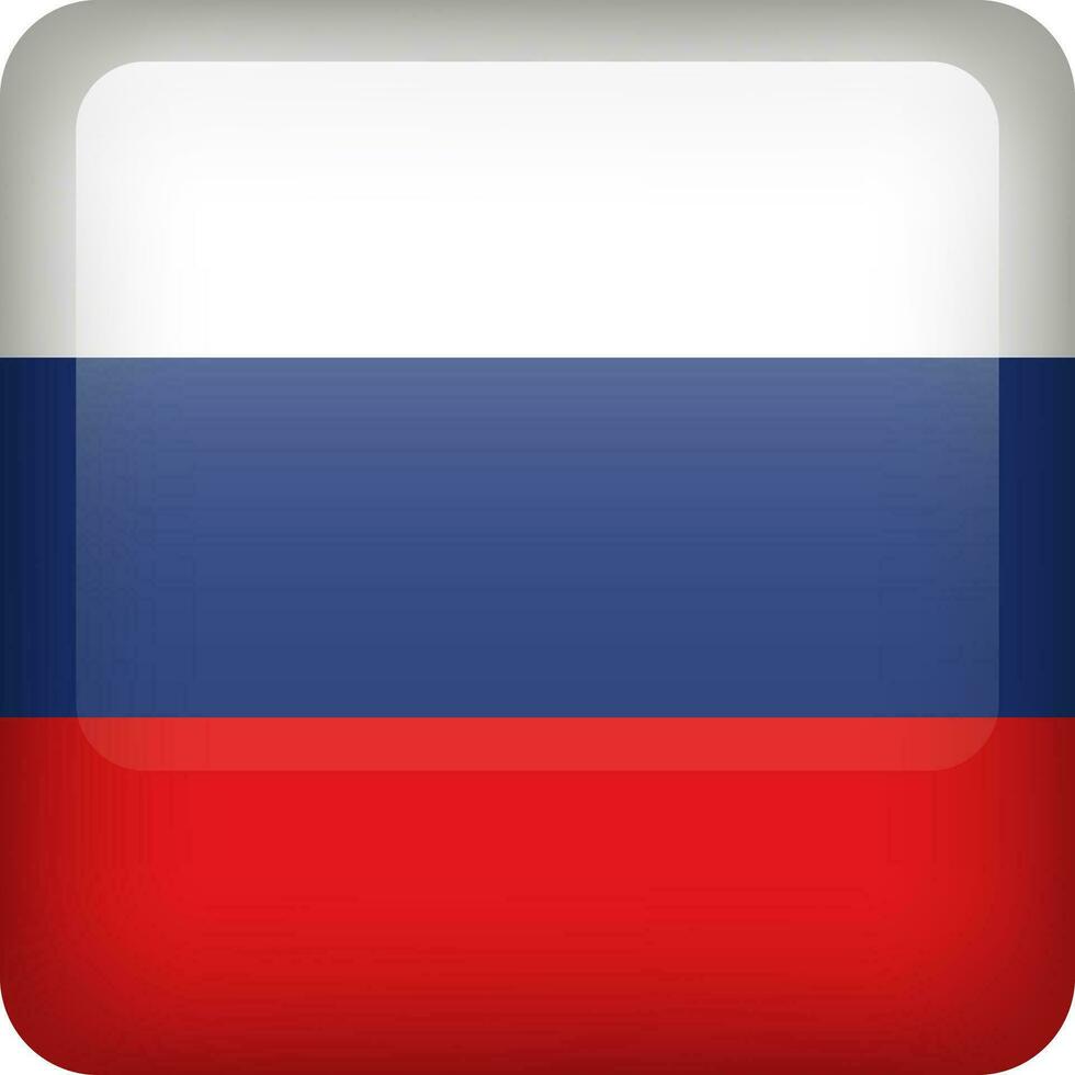 3d vecteur Russie drapeau brillant bouton. russe nationale emblème. carré icône avec drapeau de Russie.