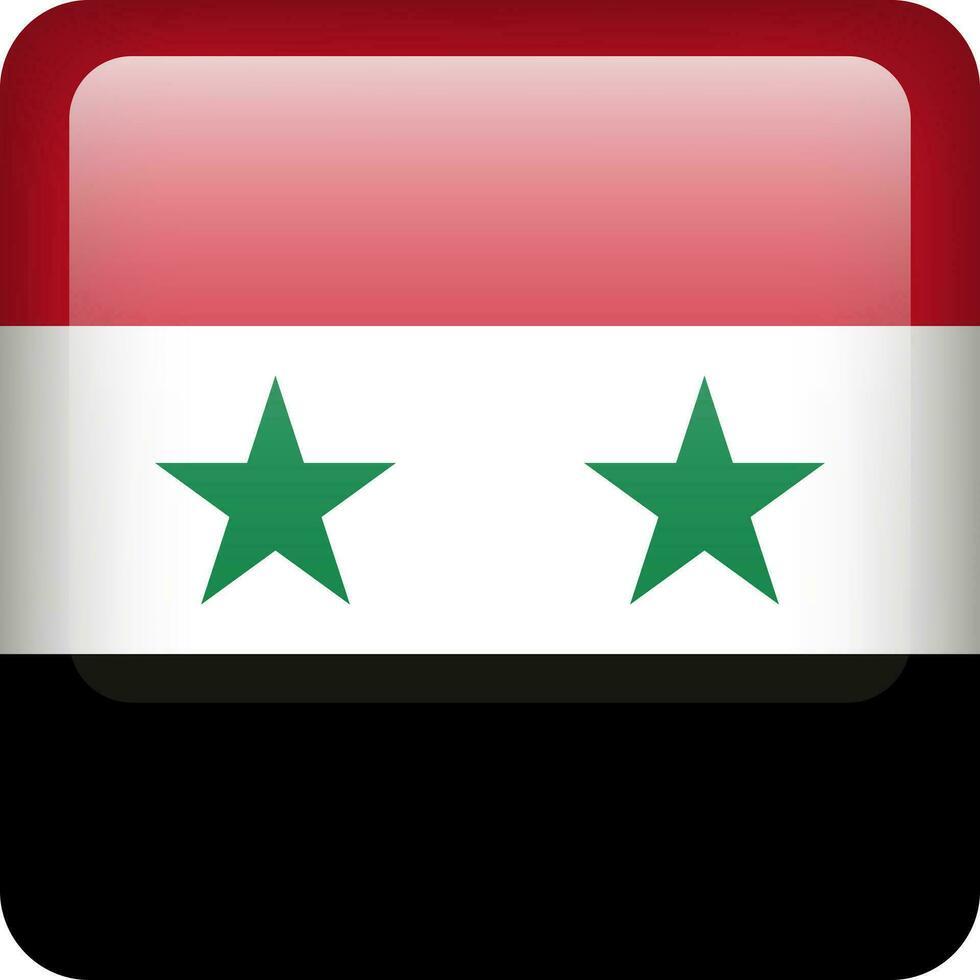3d vecteur Syrie drapeau brillant bouton. syrien nationale emblème. carré icône avec drapeau de Syrie.