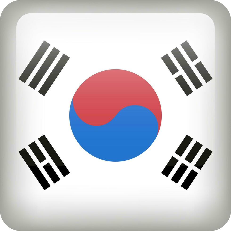 Sud Corée drapeau bouton. carré emblème de Sud Corée. vecteur coréen drapeau, symbole. couleurs correctement.