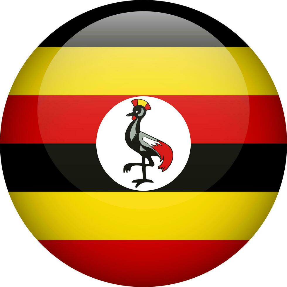 Ouganda drapeau bouton. rond drapeau de Ouganda. vecteur drapeau, symbole. couleurs et proportion correctement.