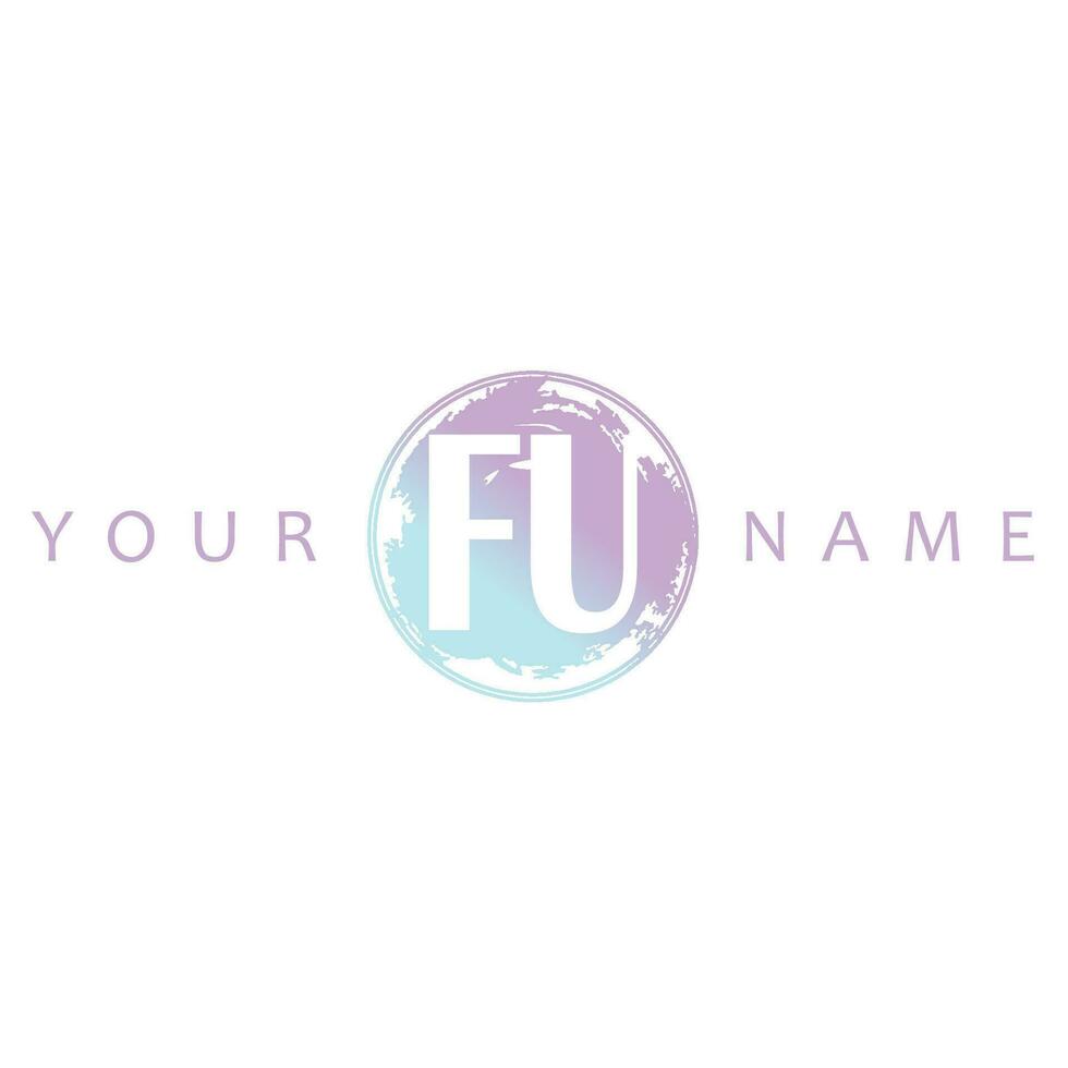 fu initiale logo aquarelle vecteur conception