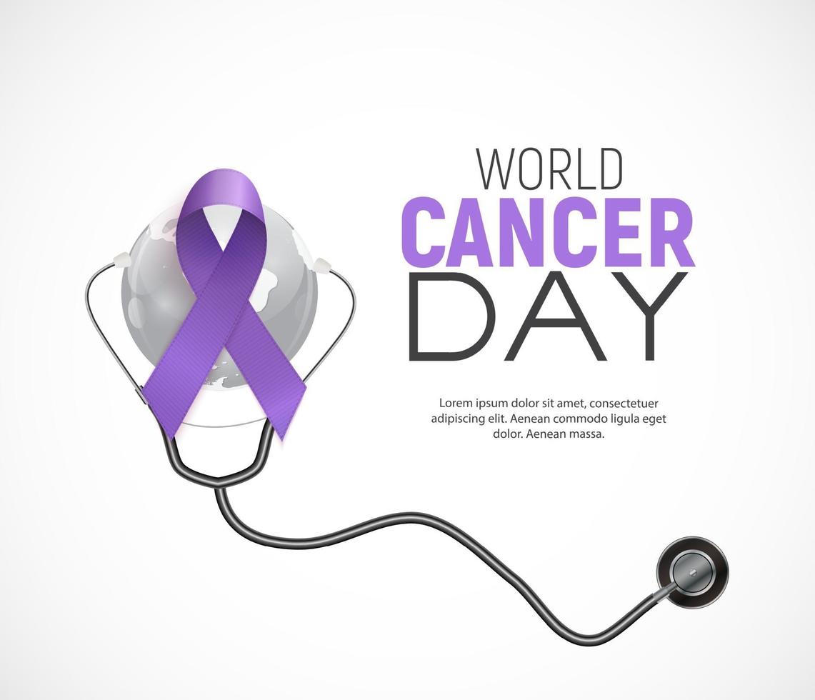 concept de la journée mondiale du cancer avec ruban de lavande. illustration vectorielle. vecteur
