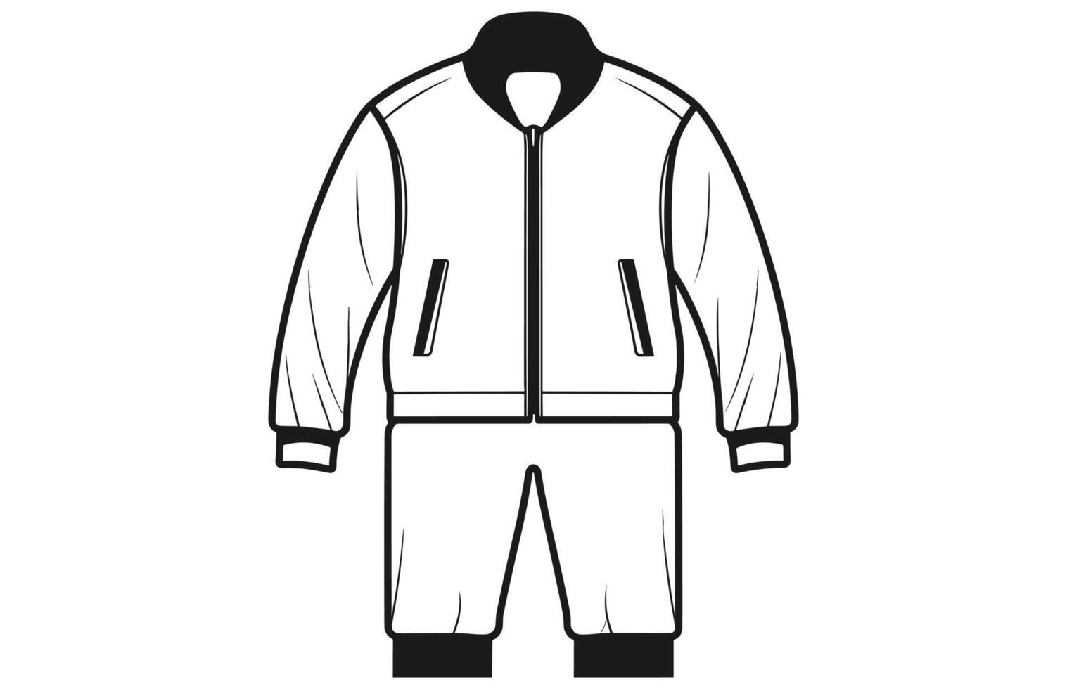 Pour des hommes Zip *: français en haut Piste veste contour illustration, longue manche polo collier Piste costume veste. vecteur