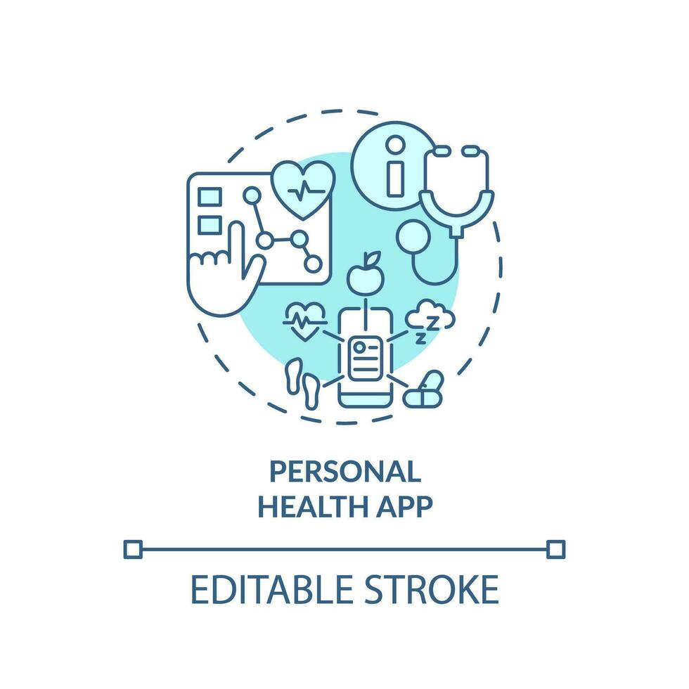 2d modifiable bleu icône personnel santé app concept, isolé monochromatique vecteur, santé interopérabilité Ressources mince ligne illustration. vecteur