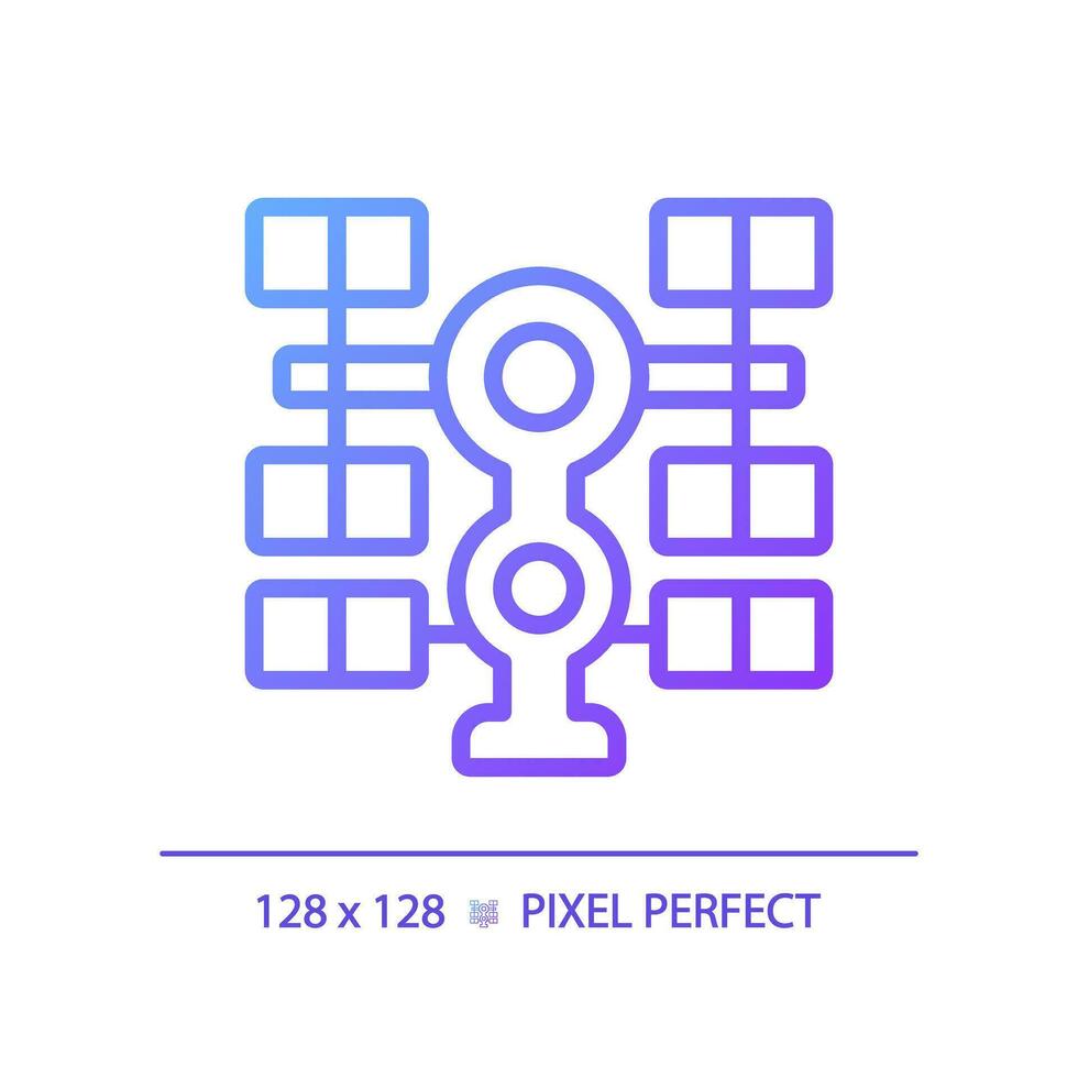 espace station pixel parfait pente linéaire vecteur icône. international coopération. scientifique recherche. mince ligne Couleur symbole. moderne style pictogramme. vecteur isolé contour dessin