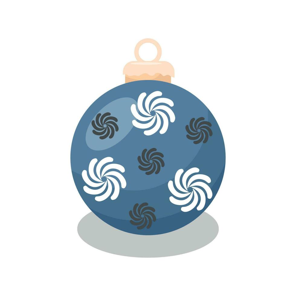 Noël arbre Balle avec une arc. bleu ornement avec une modèle isolé sur une blanc Contexte. symbole de content Nouveau année, Noël fête. vecteur illustration