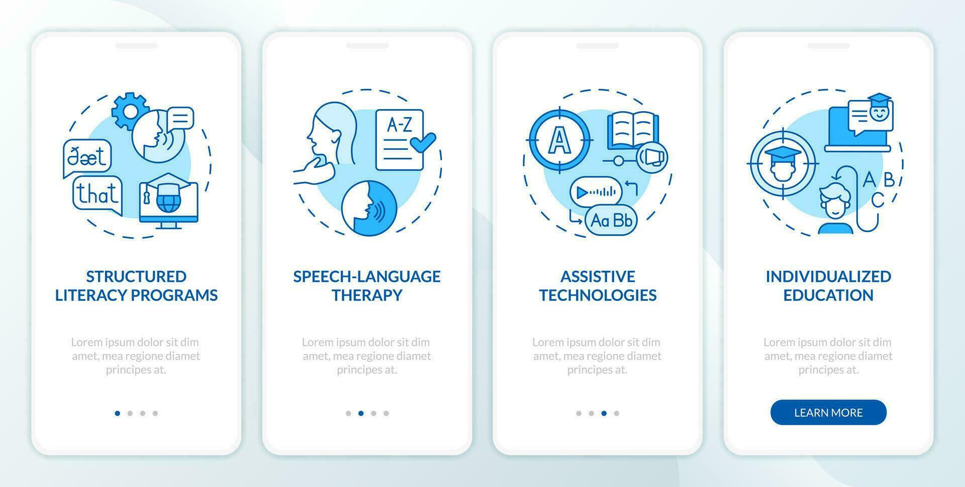 2d Icônes représentant durable mode mobile app écran ensemble. procédure pas à pas 4 pas bleu graphique instructions avec mince ligne Icônes concept, interface utilisateur, ux, gui modèle. vecteur