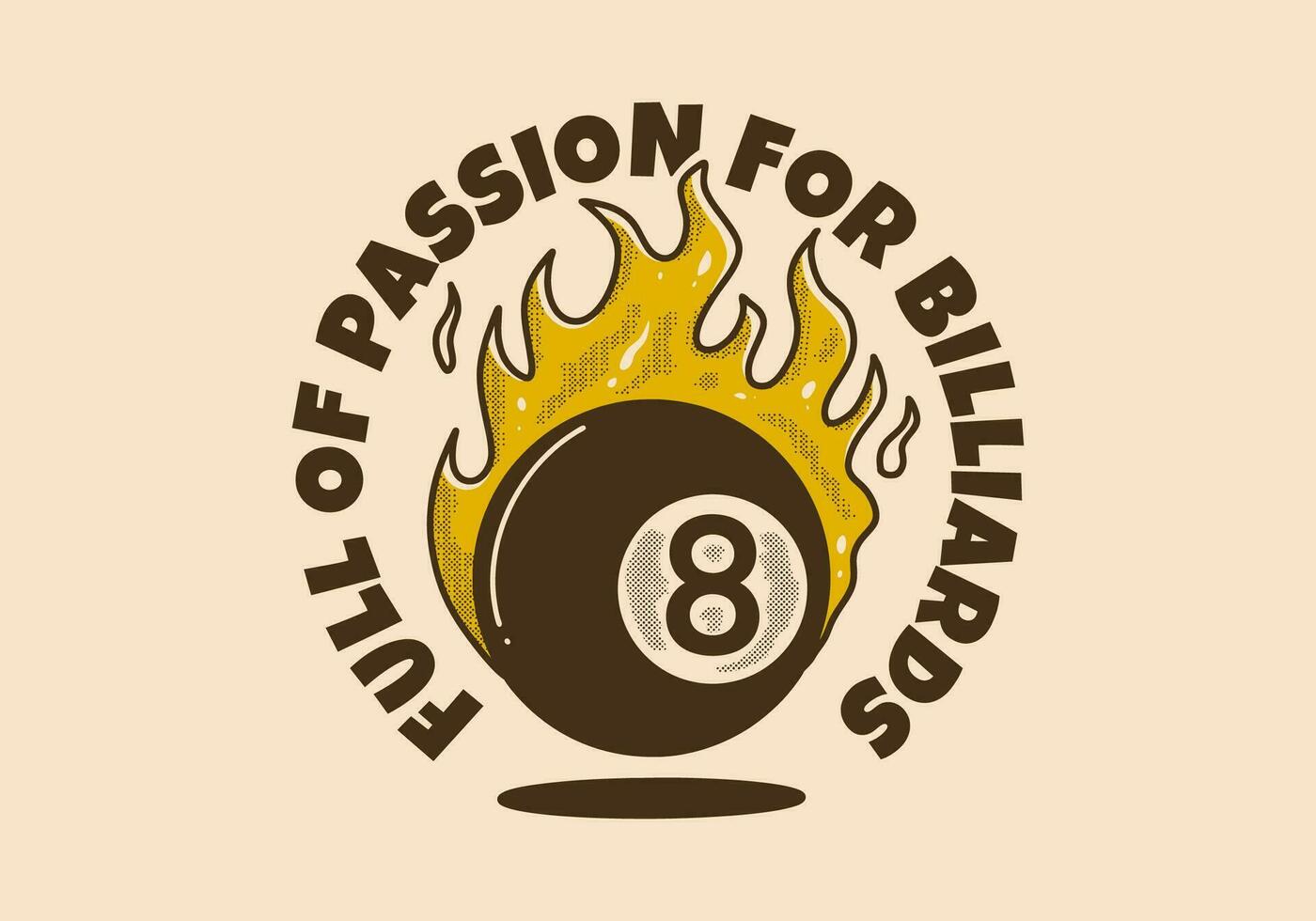 plein de passion pour billard. ancien illustration de huit Balle avec Feu flamme vecteur