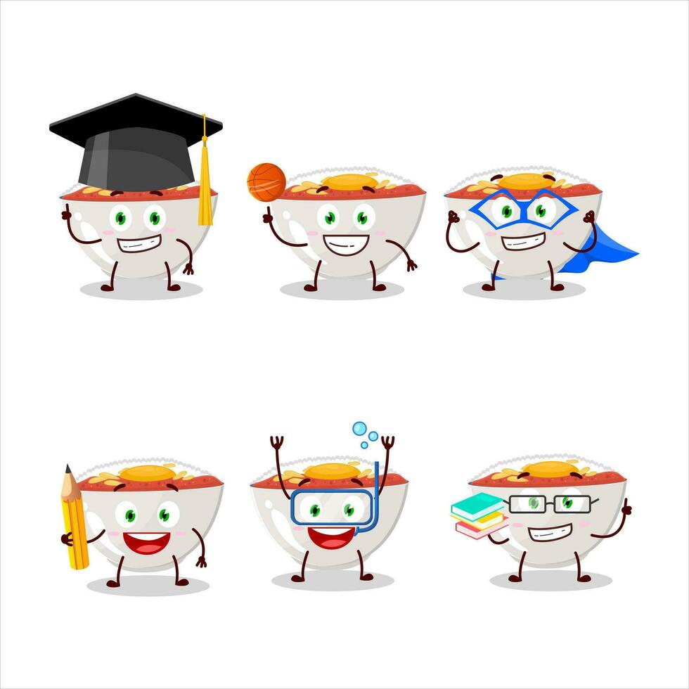 école étudiant de gyudon dessin animé personnage avec divers expressions vecteur