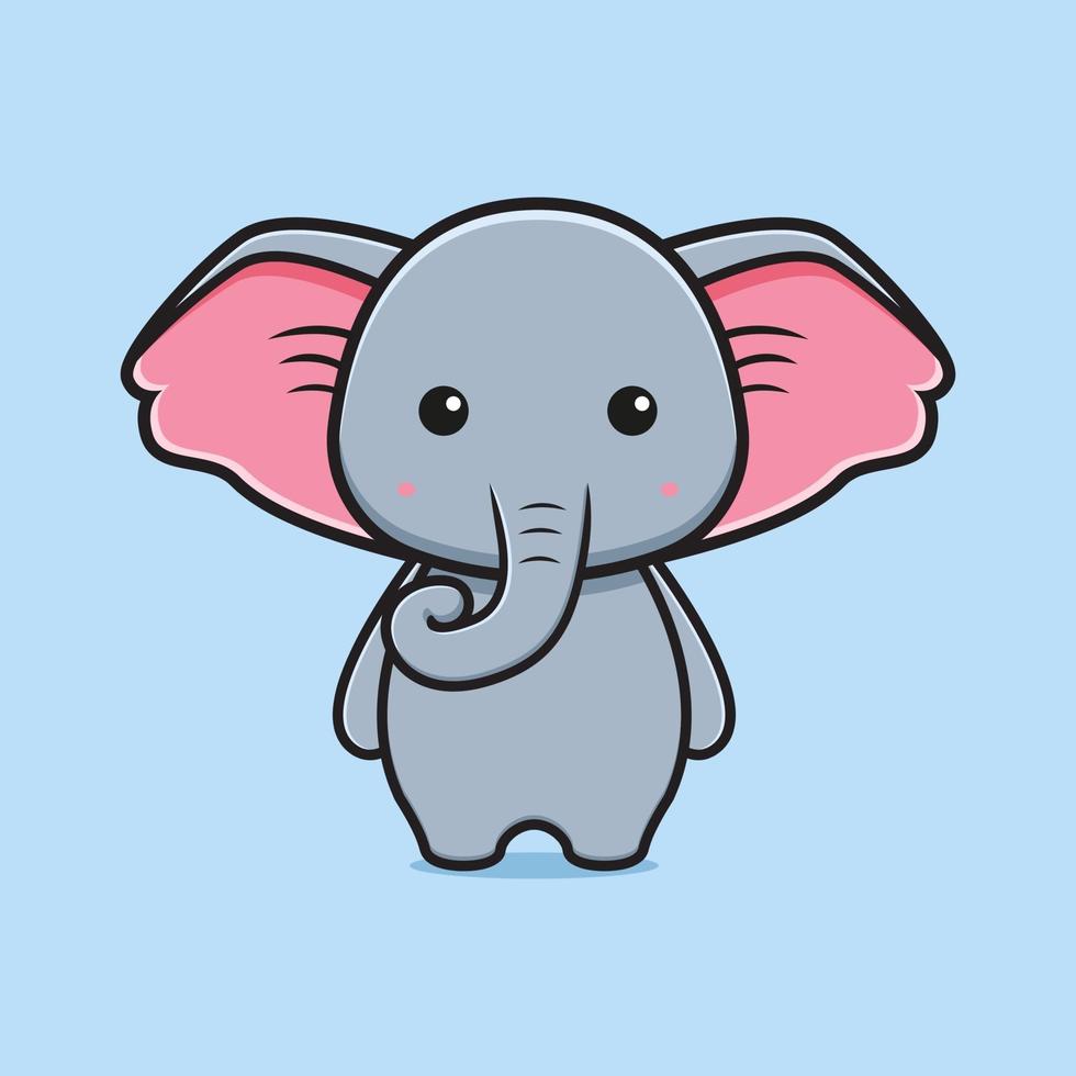 illustration d'icône de dessin animé mignon éléphant mascotte vecteur