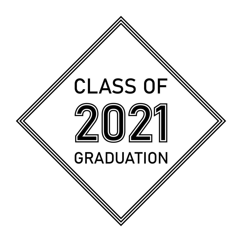 classe de conception de texte de remise des diplômes 2021 pour cartes, invitations ou bannières vecteur