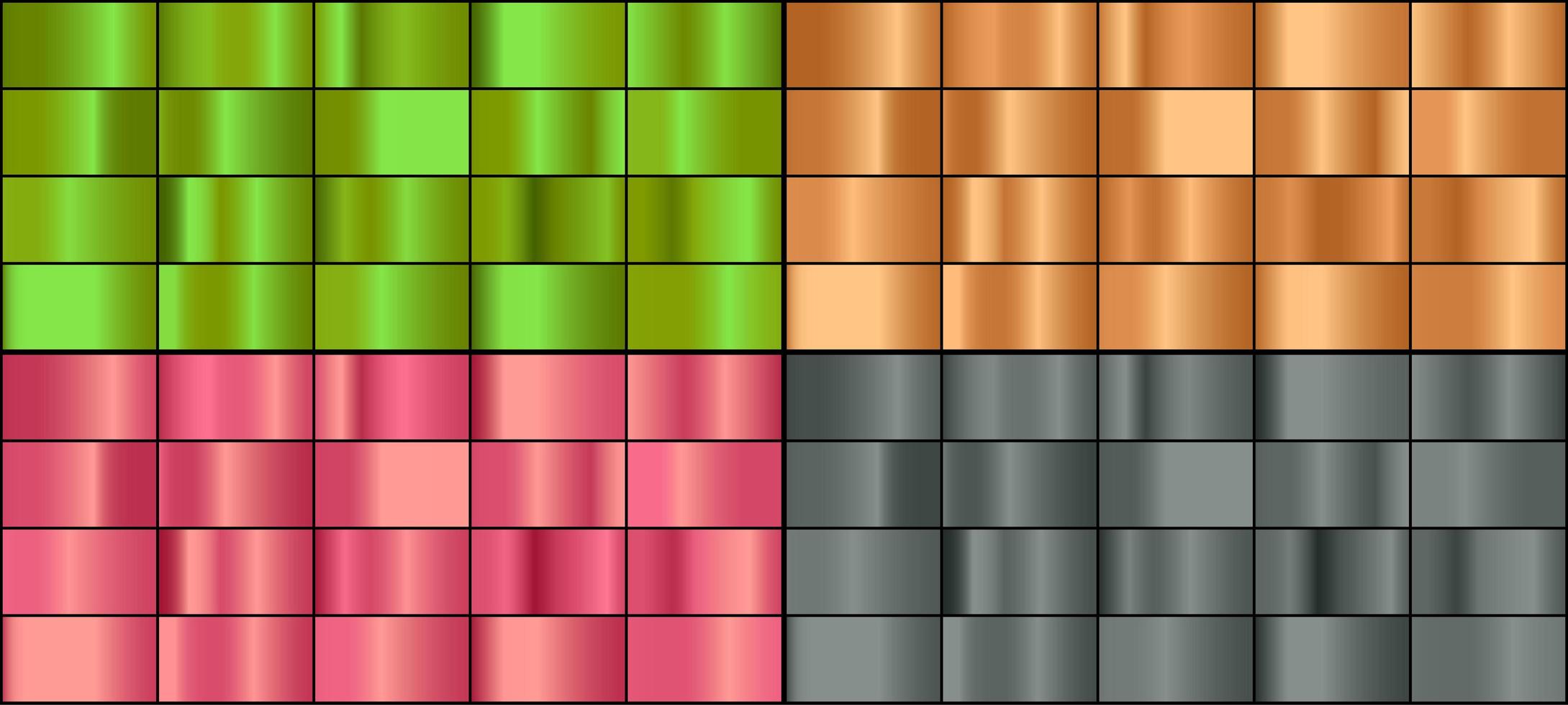 ensemble de vecteurs de dégradés métalliques colorés. vecteur