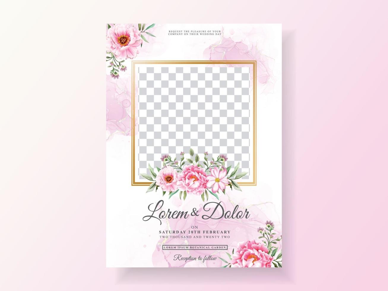 cartes d'invitation de mariage romantique aquarelle florale vecteur