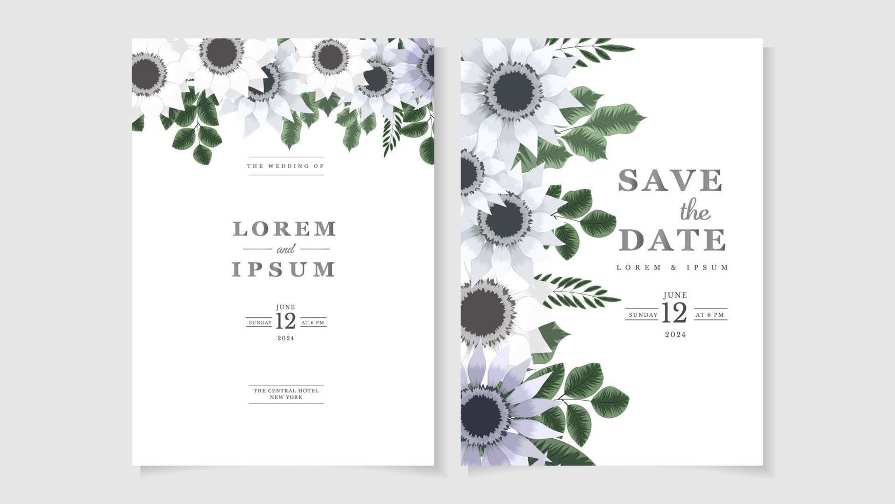 invitation de mariage botanique fleurs sauvages printemps luxe ornement floral vecteur