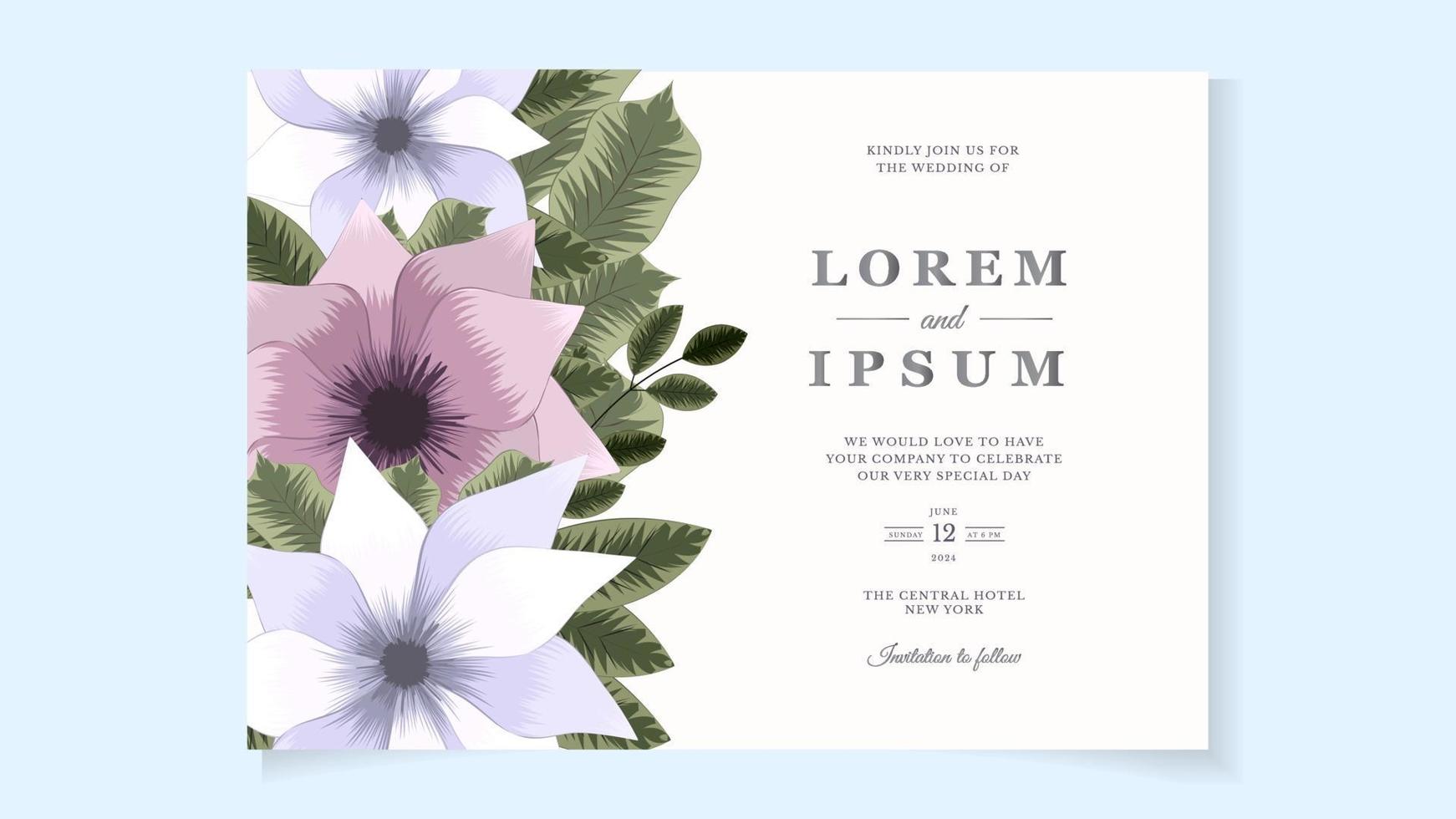 modèle de carte d'invitation à un événement de mariage de fleurs florales abstraites vecteur