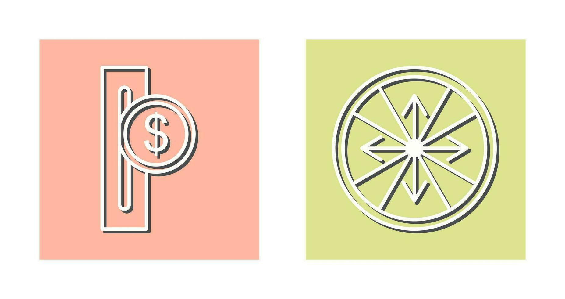 fente pour pièces de monnaie et roulette avec flèches icône vecteur