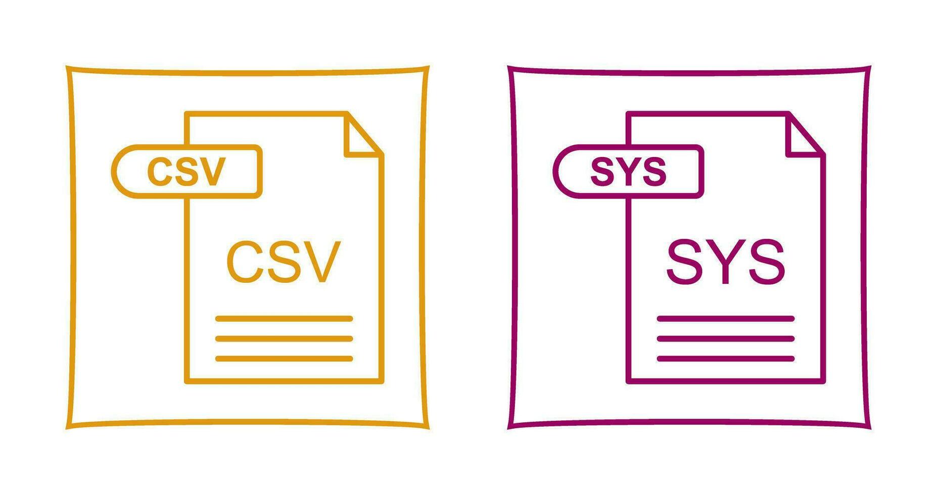 csv et sys icône vecteur