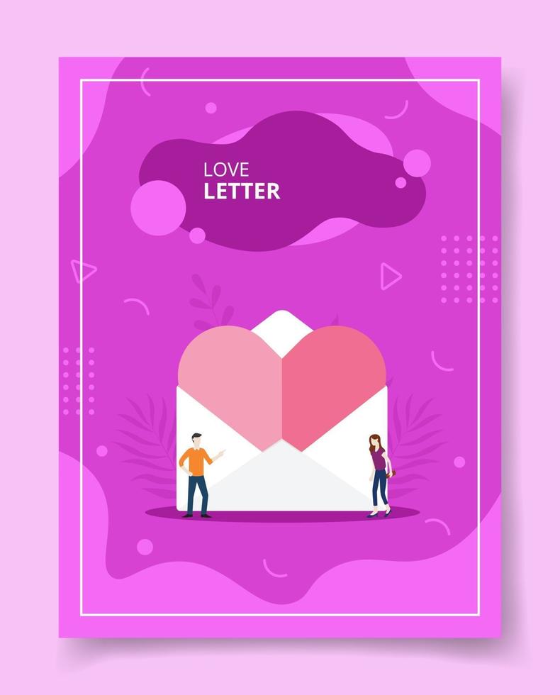 lettre d'amour personnes debout devant grand courrier d'amour pour modèle vecteur