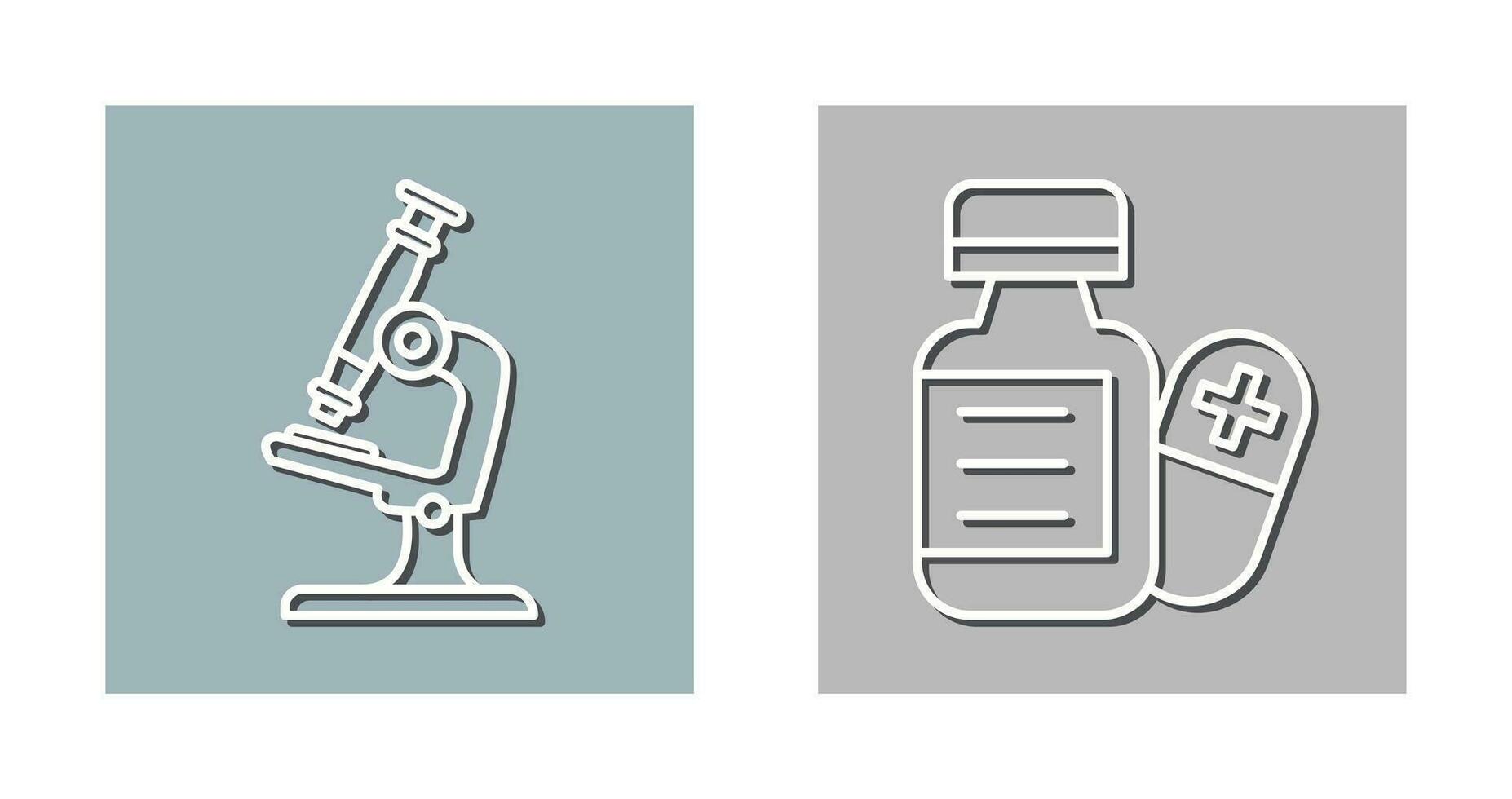 microscope et pilule icône vecteur