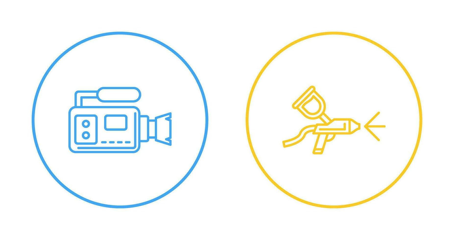 aérographe et vidéo caméra icône vecteur