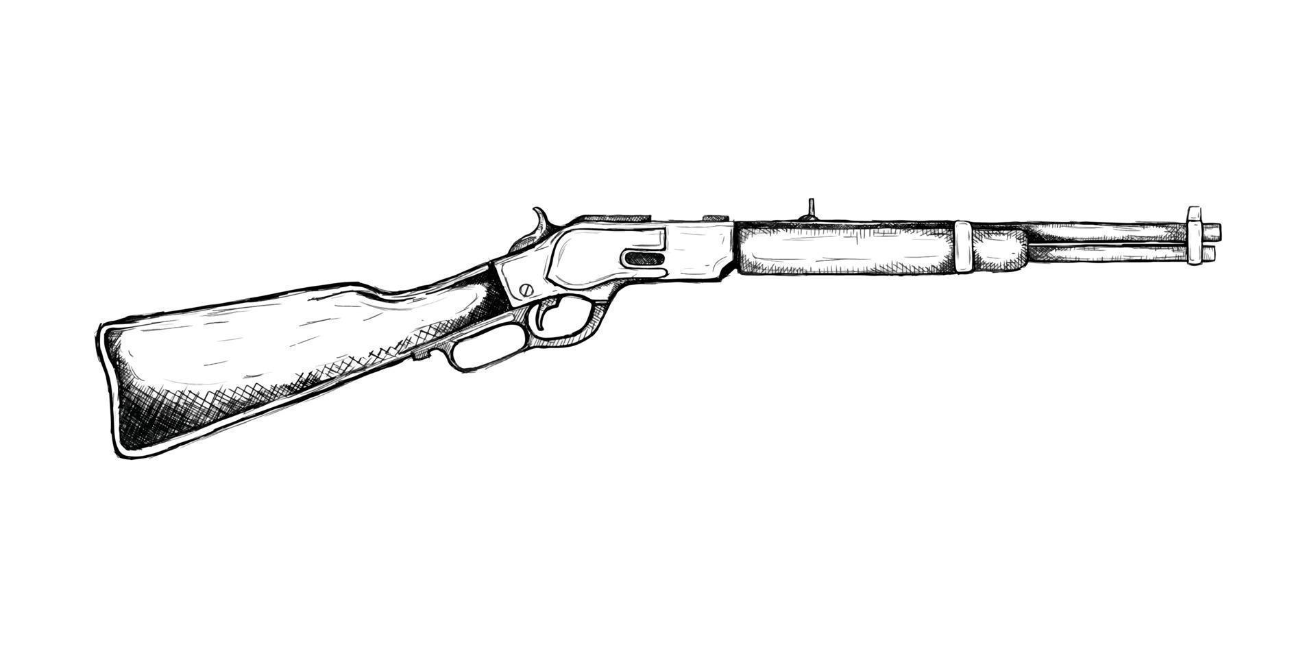 fusil long pour l'icône de l'ouest sauvage croquis illustration dessinée à la main vecteur
