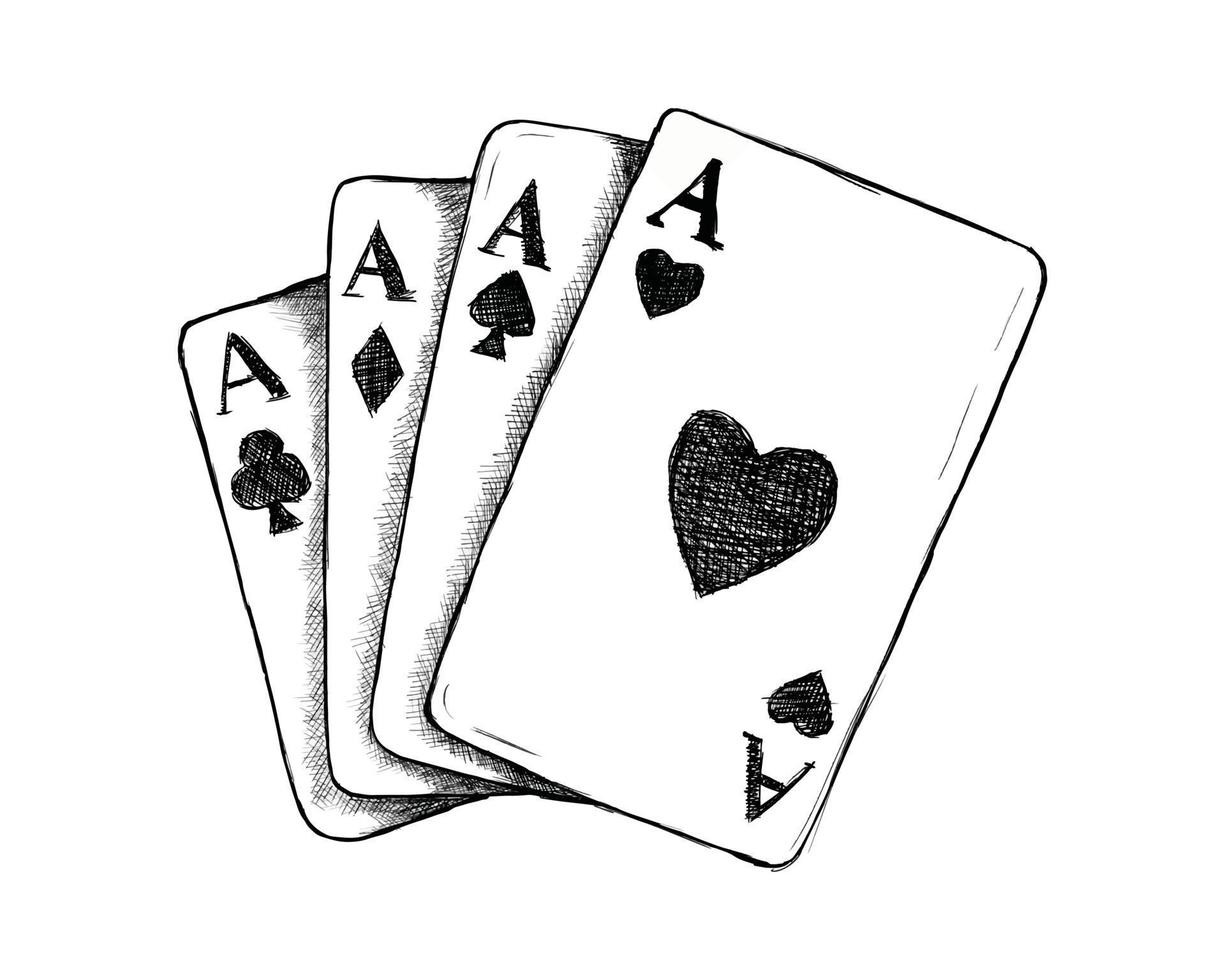jeu de cartes pari ou jeu pour l'icône de l'ouest sauvage croquis dessinés à la main vecteur