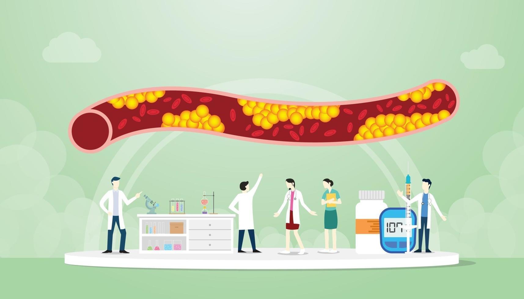 cholestérol dans la veine humaine avec le médecin de l'équipe analyse vecteur