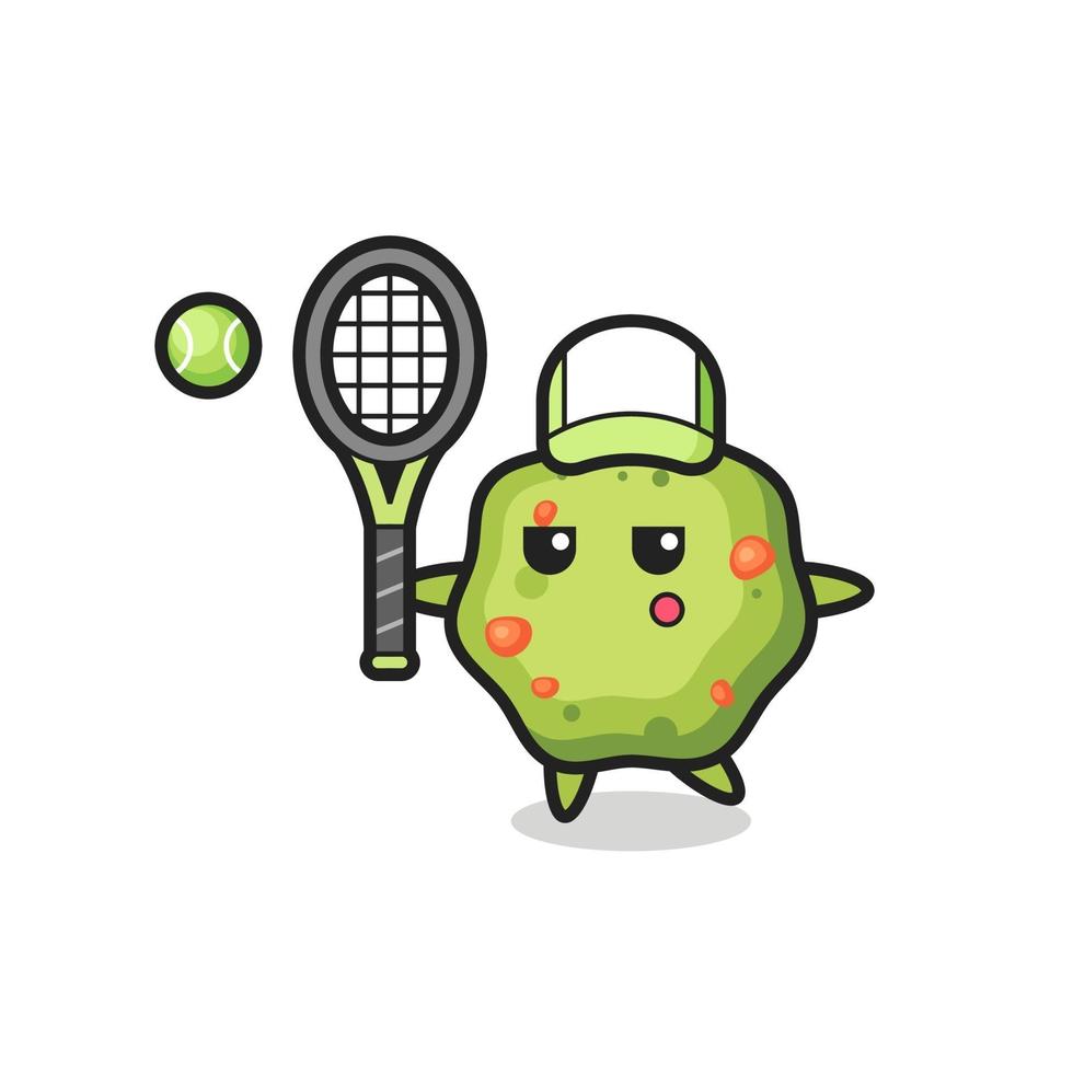 personnage de dessin animé de vomi en tant que joueur de tennis vecteur