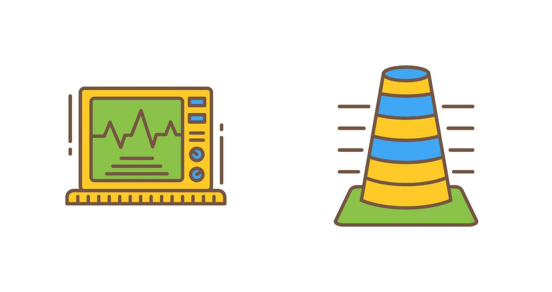 bollard et ekg moniteur icône vecteur