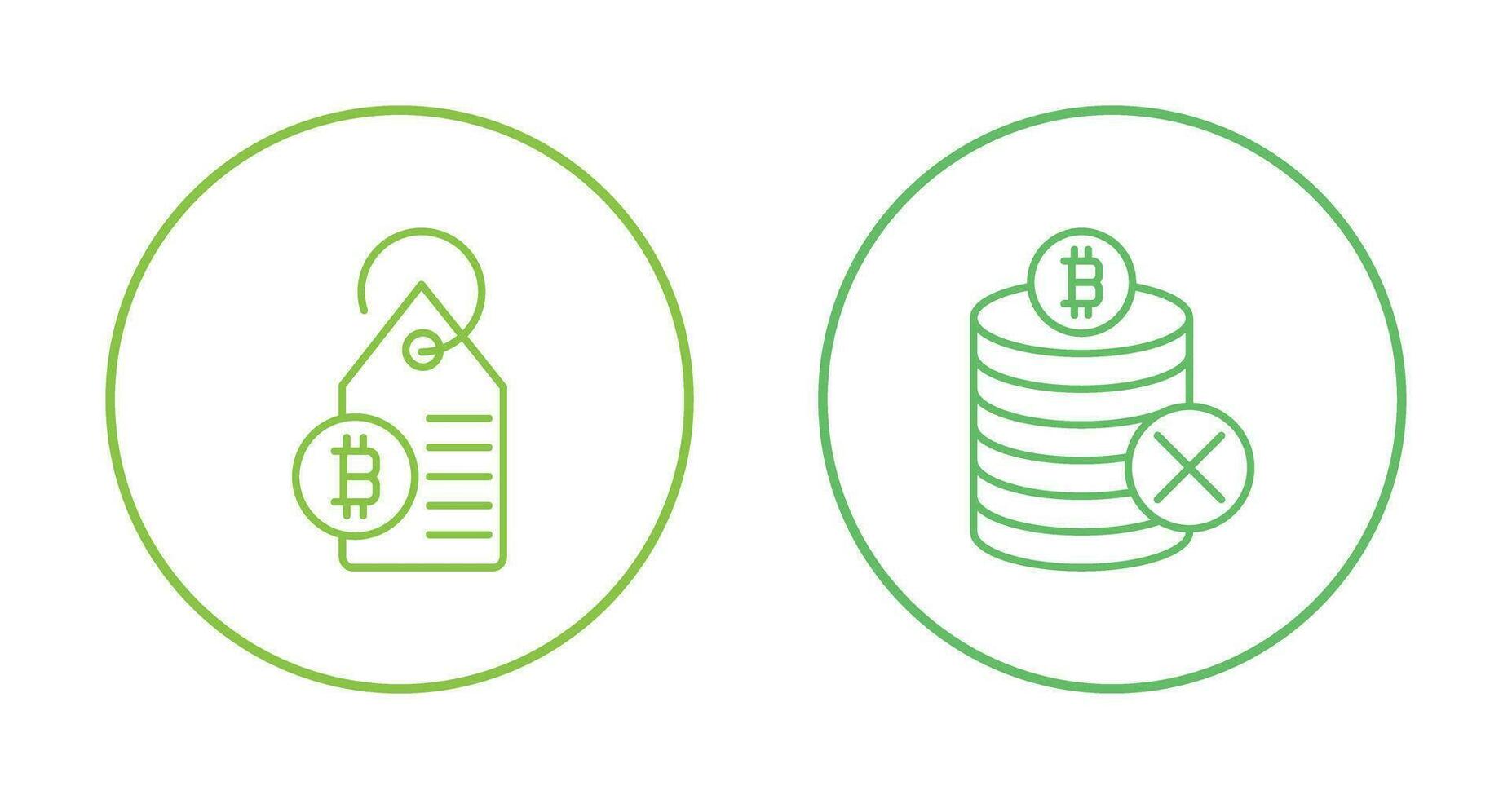 ne pas accepté et bitcoin étiquette étiquette icône vecteur