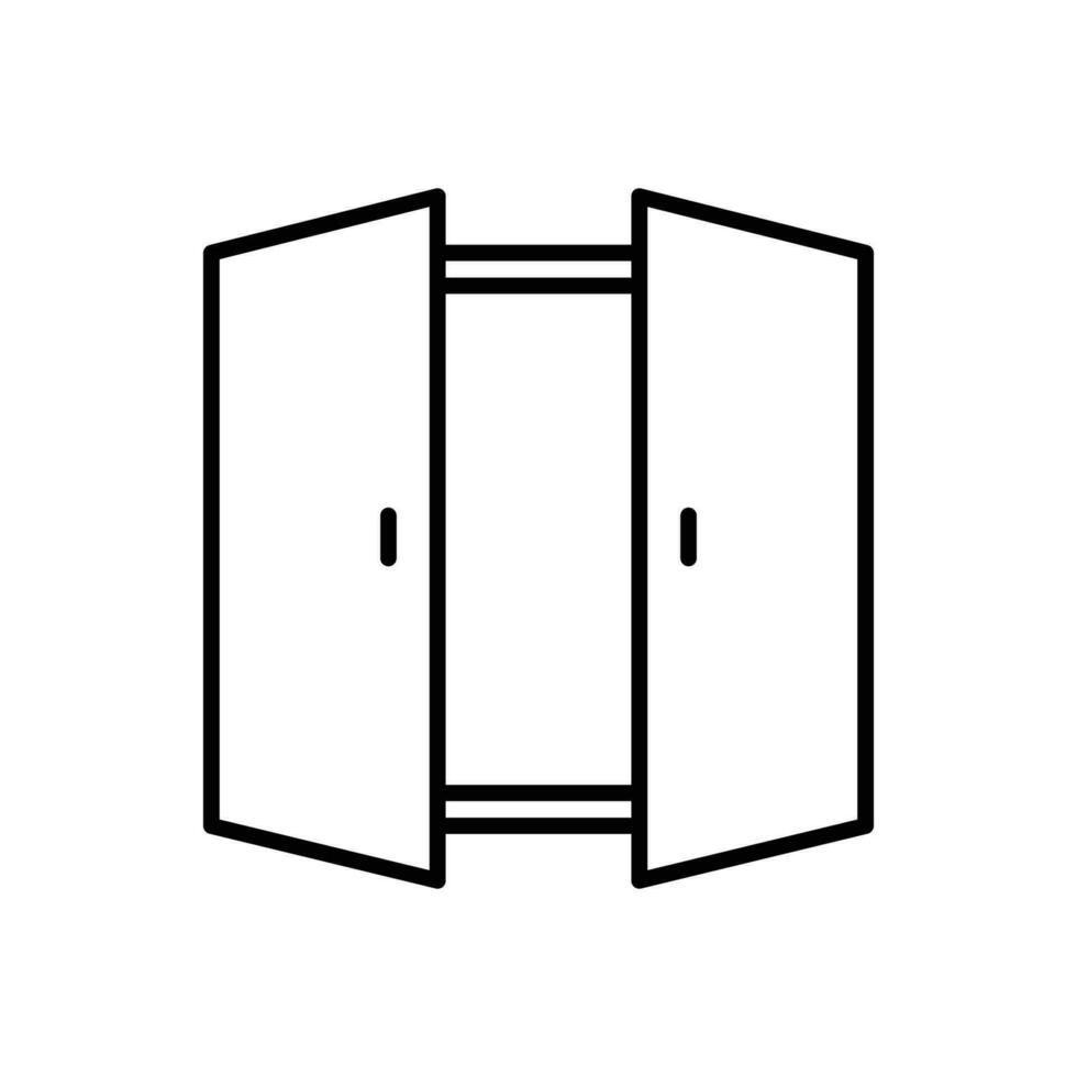 ouvert double porte icône. Facile contour style. entrée portail, construction, chambre, loger, Accueil intérieur concept. mince ligne symbole. vecteur illustration isolé.