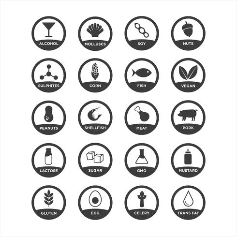 Allergen icons set. vecteur