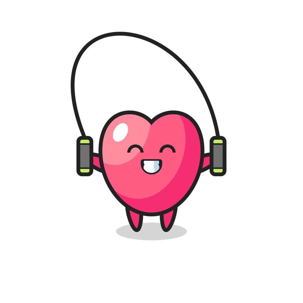 dessin animé de caractère de symbole de coeur avec la corde à sauter vecteur