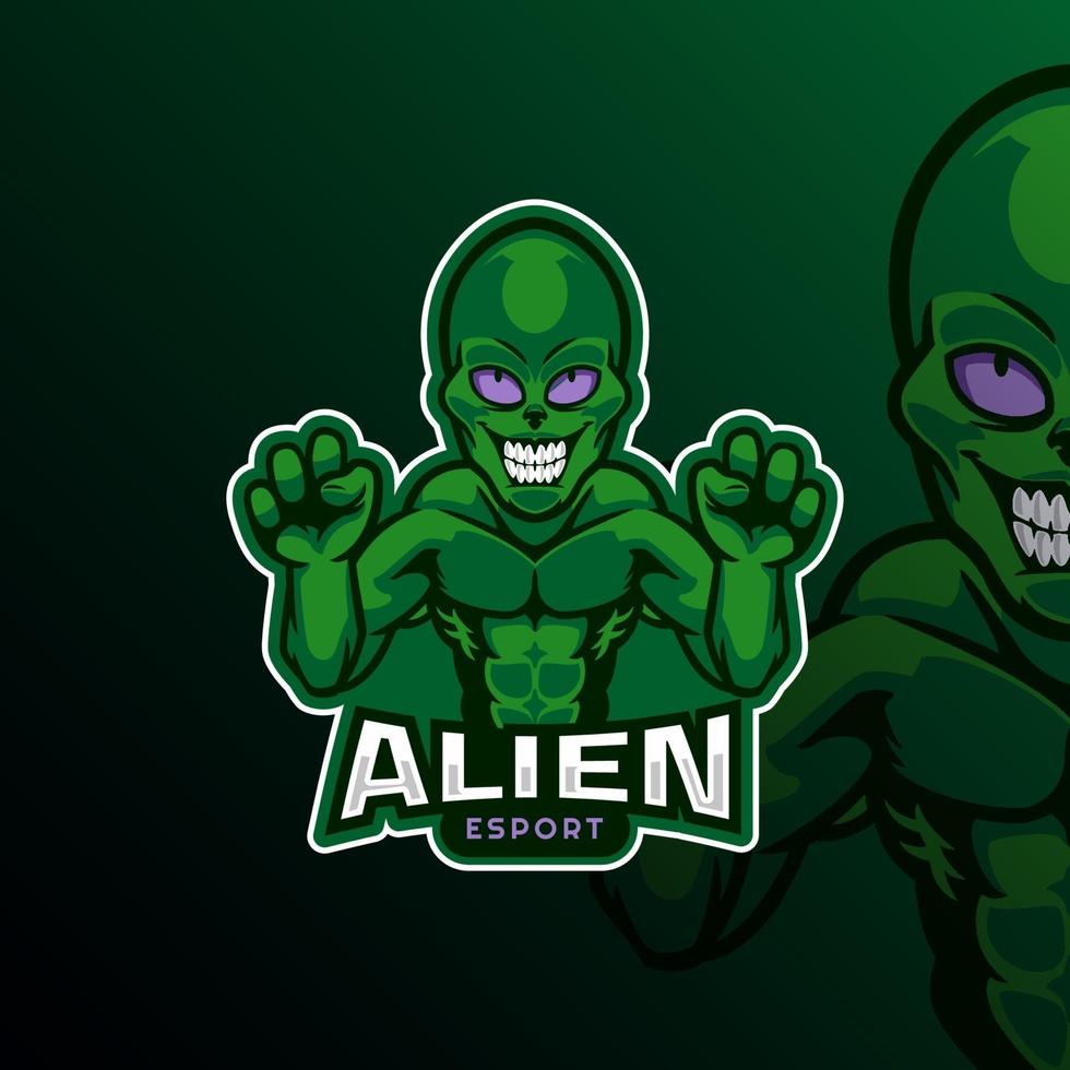 mascotte de logo extraterrestre pour joueur d'esport vecteur