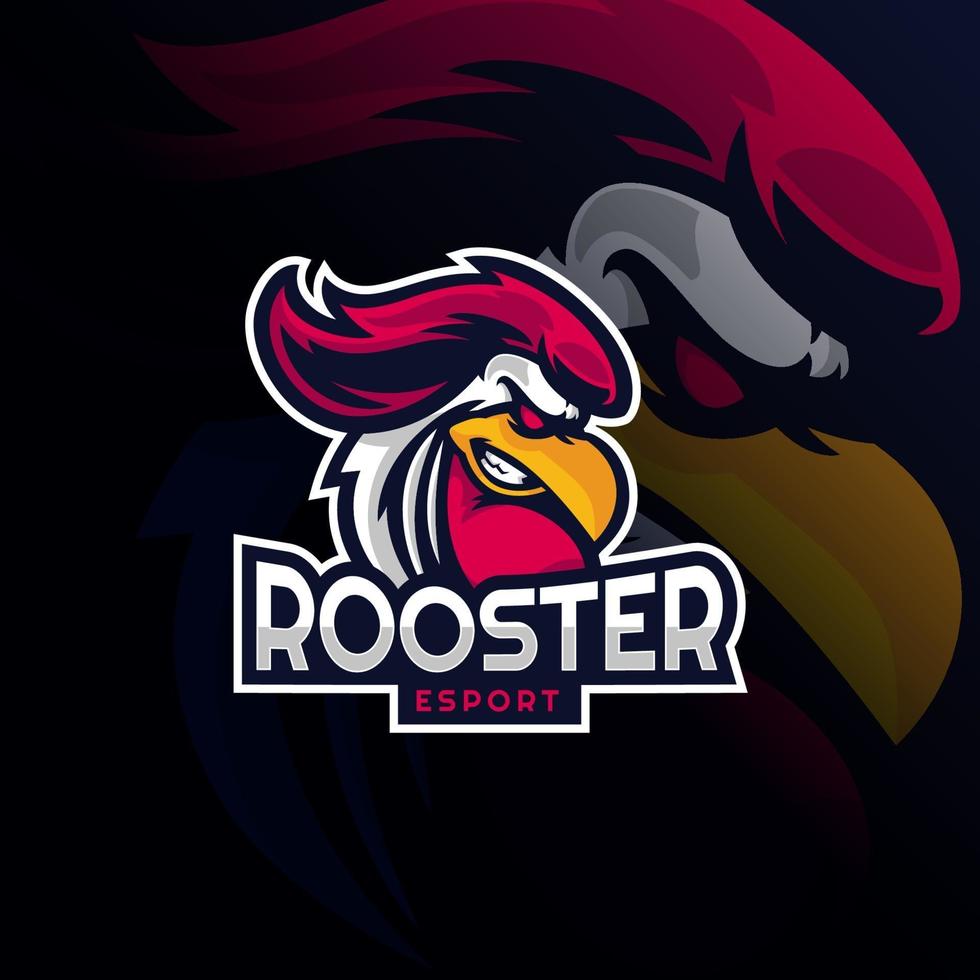 mascotte du logo du coq pour les jeux esports vecteur