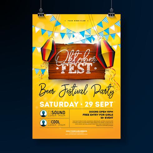 Conception de flyers du parti Oktoberfest avec lettrage de typographie vecteur