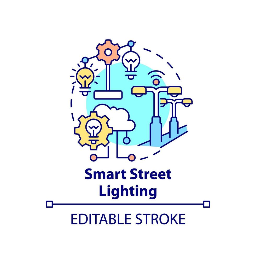 icône de concept d'éclairage de ville intelligente vecteur