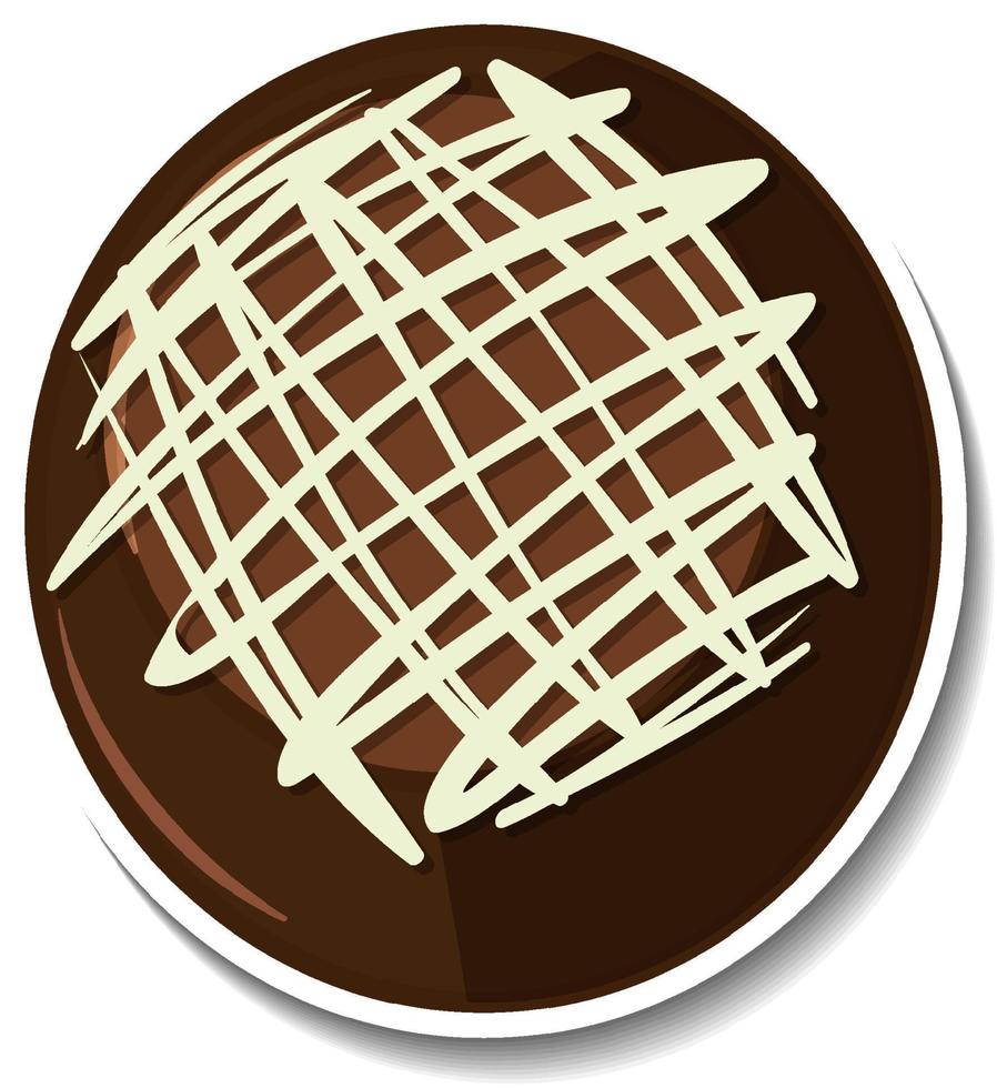 Sticker brownie au chocolat isolé sur fond blanc vecteur