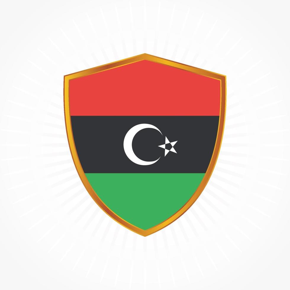 vecteur de drapeau de la libye avec cadre de bouclier