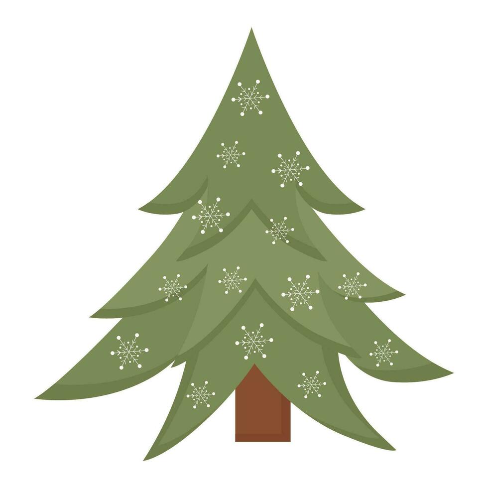Noël arbre. Nouveau ans arbre icône avec flocons de neige. vecteur
