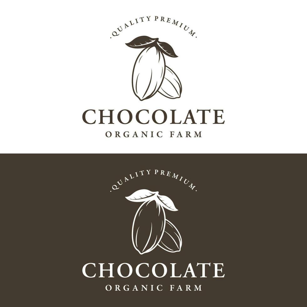 biologique Chocolat ou cacao fruit logo modèle conception isolé Contexte. vecteur