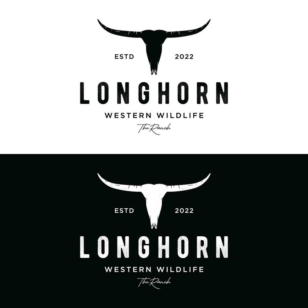 longhorn Texas ranch faune ancien logo modèle conception. pour insignes, Restaurants, fermes et entreprises. vecteur