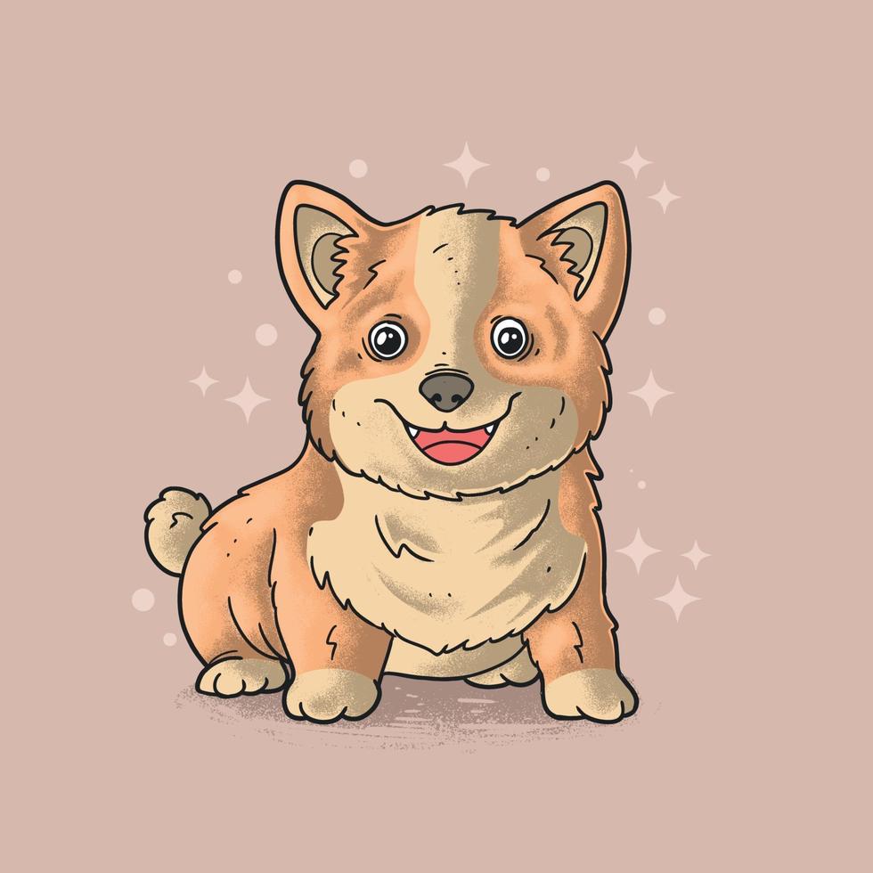 mignon petit chiot souriant illustration vectorielle style grunge vecteur