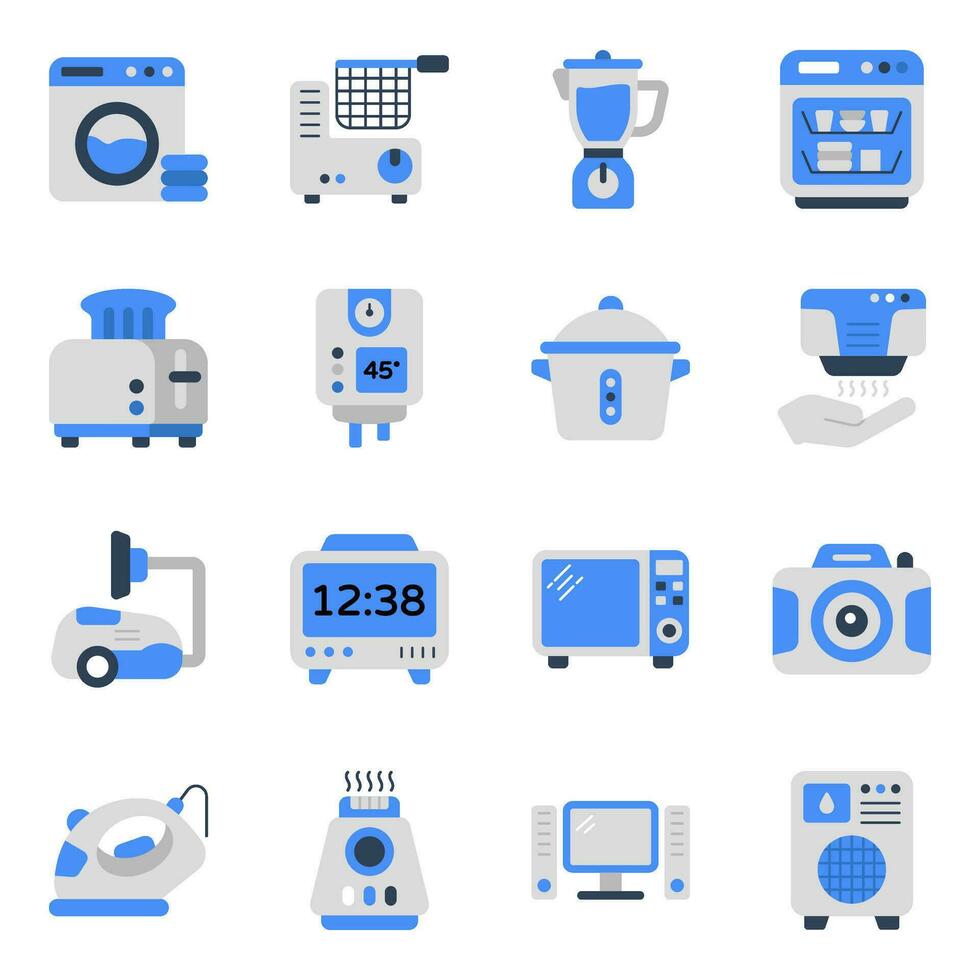 pack de appareils électroménagers plat Icônes vecteur