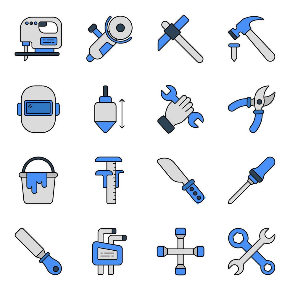 ensemble de papeterie et conception outils plat Icônes vecteur