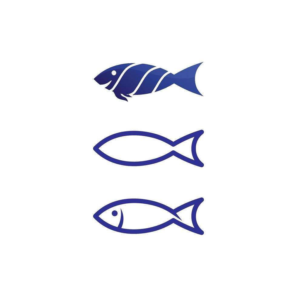 logo de poisson et icône animal pêcheur aquatique vecteur